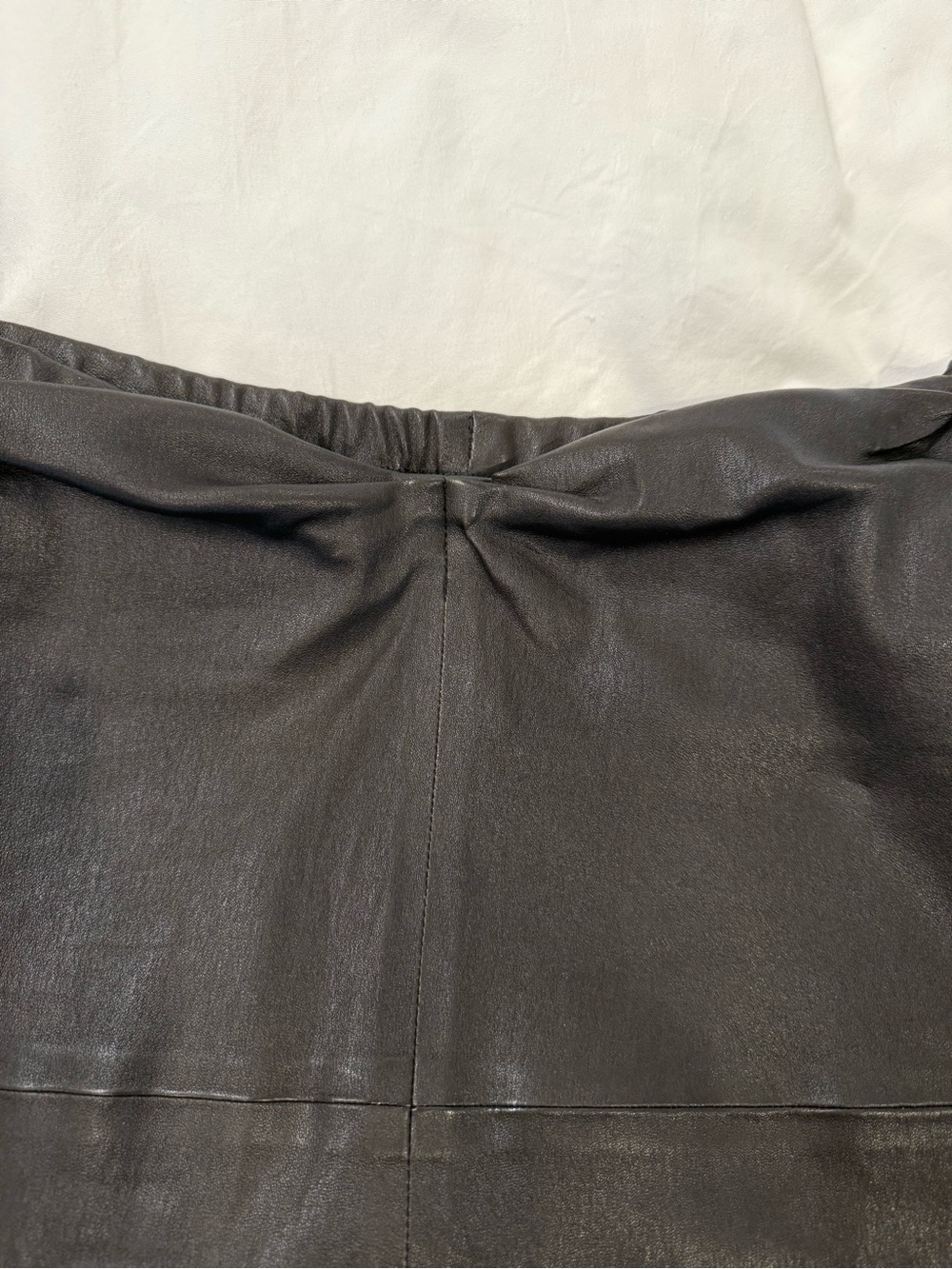 RtA Genuine Leather Black Off-the-Shoulder Mini Dress with Tie Sleeves - Picture 3 of 5